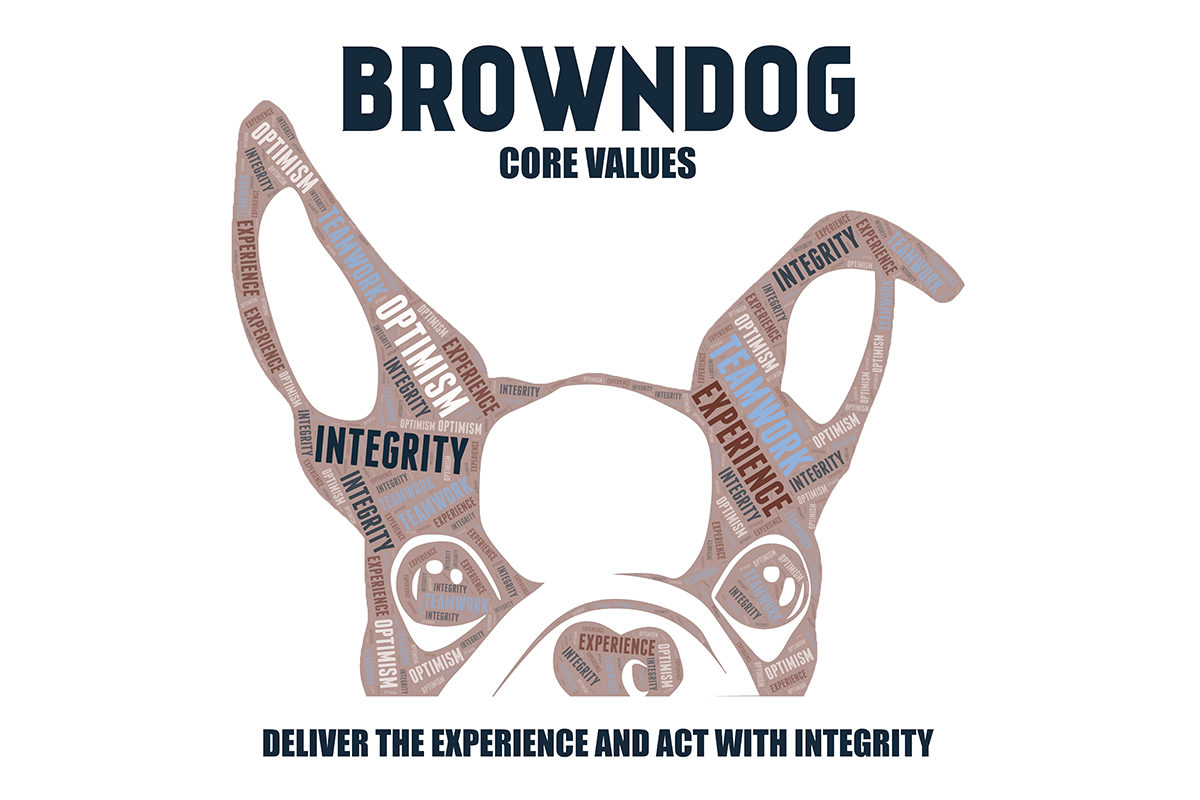 Illustrated boxer with core values printed on face