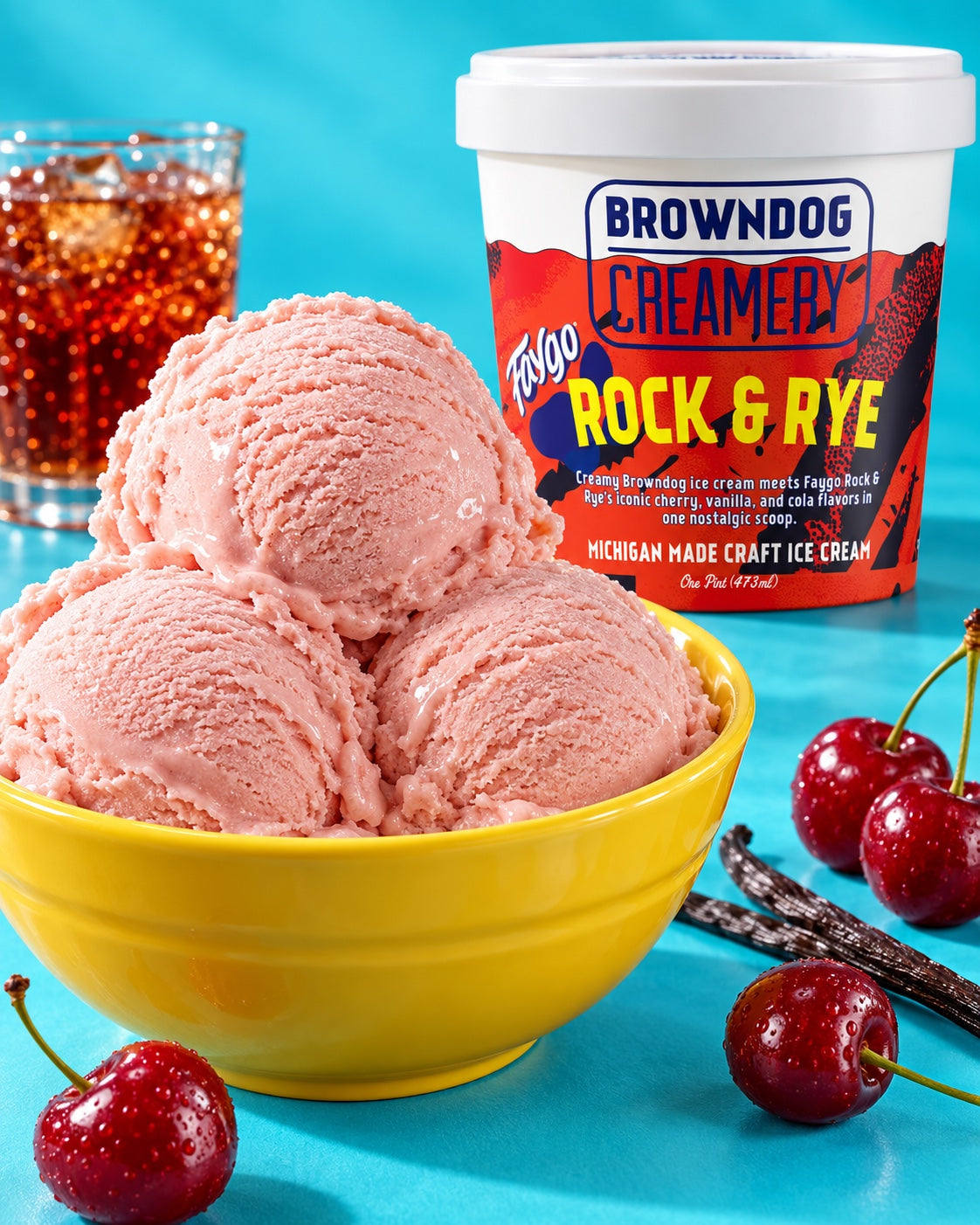 FAYGO ROCK & RYE ICE CREAM scoops and pint