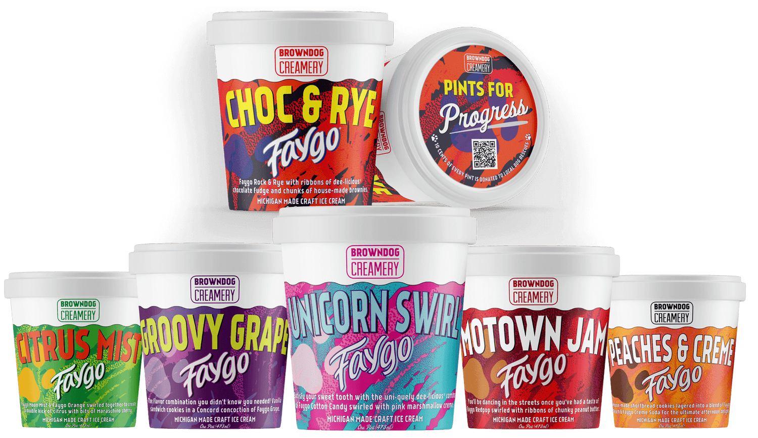 BROWNDOG six pints of faygo ice cream featuring all flavors