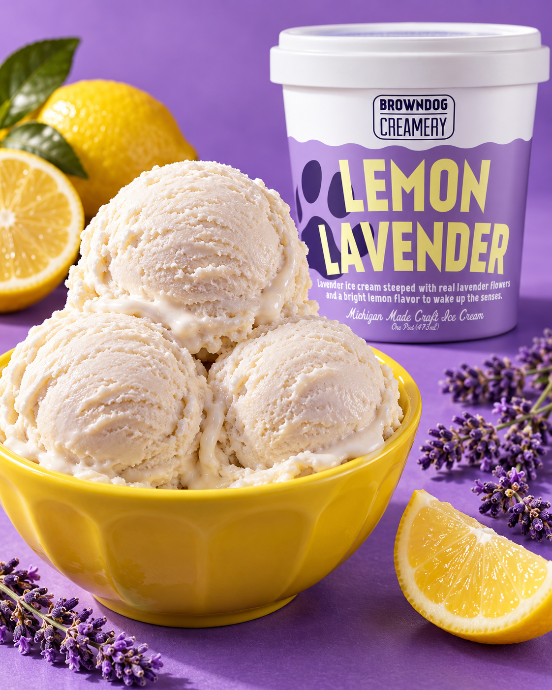 LEMON LAVENDER ICE CREAM