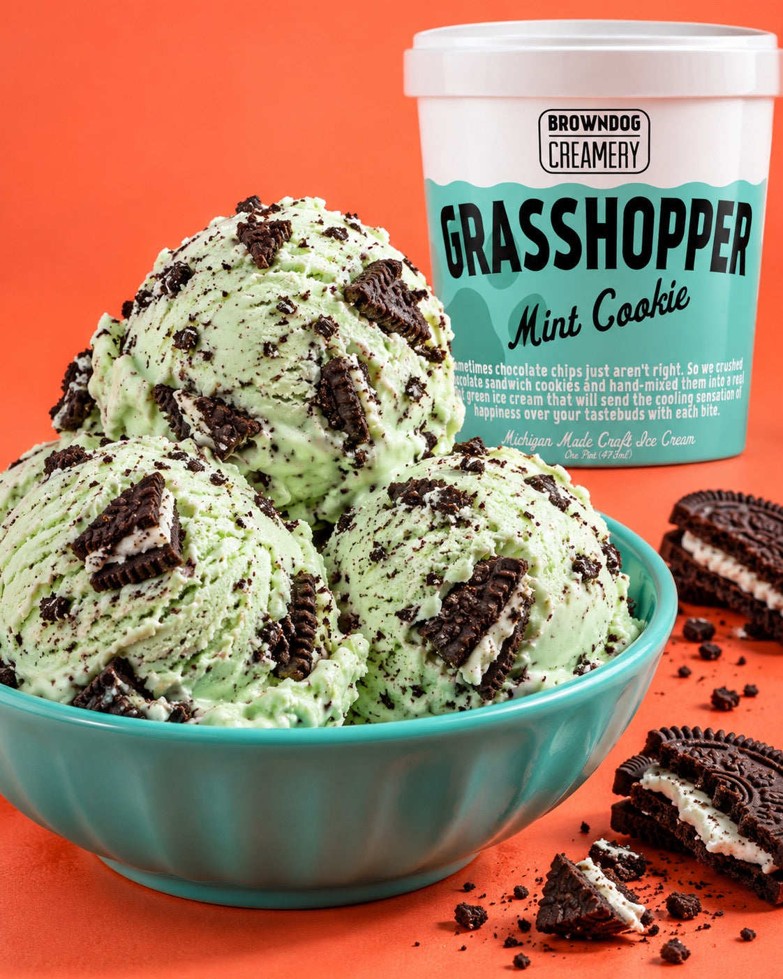 GRASSHOPPER ICE CREAM scoops
